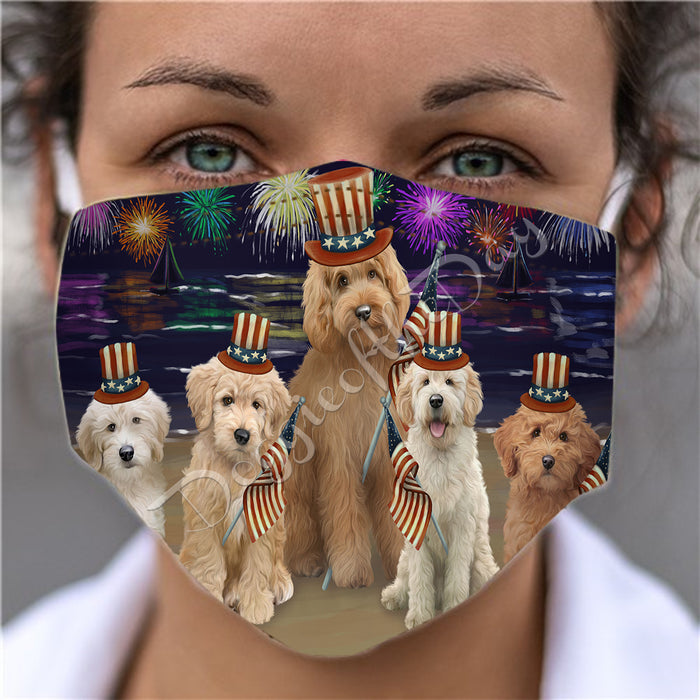 4th of July Independence Day Goldendoodle Dogs Face Mask FM49408