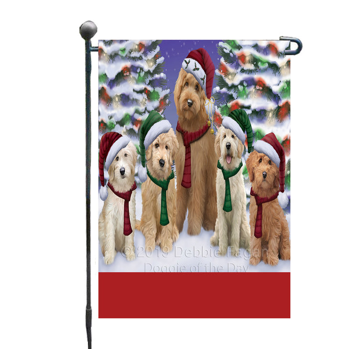 Personalized Christmas Happy Holidays Goldendoodle Dogs Family Portraits Custom Garden Flags GFLG-DOTD-A59120