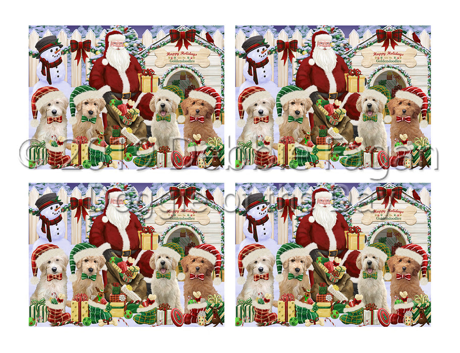 Happy Holidays Christmas Goldendoodle Dogs House Gathering Placemat