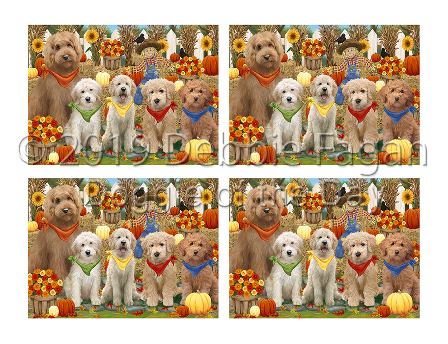Fall Festive Harvest Time Gathering Goldendoodle Dogs Placemat