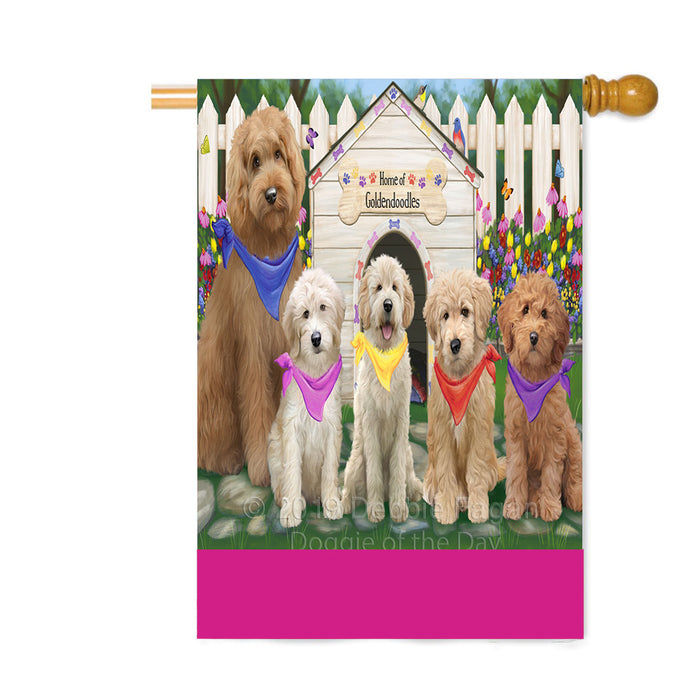 Personalized Spring Dog House Goldendoodle Dogs Custom House Flag FLG-DOTD-A62923