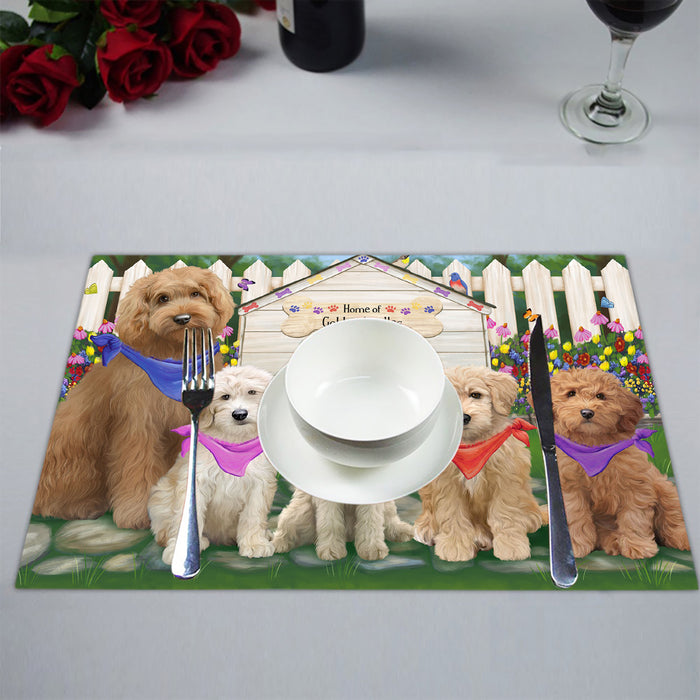 Spring Dog House Goldendoodle Dogs Placemat