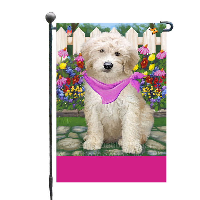 Personalized Spring Floral Goldendoodle Dog Custom Garden Flags GFLG-DOTD-A62870