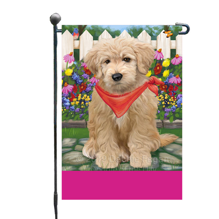 Personalized Spring Floral Goldendoodle Dog Custom Garden Flags GFLG-DOTD-A62868