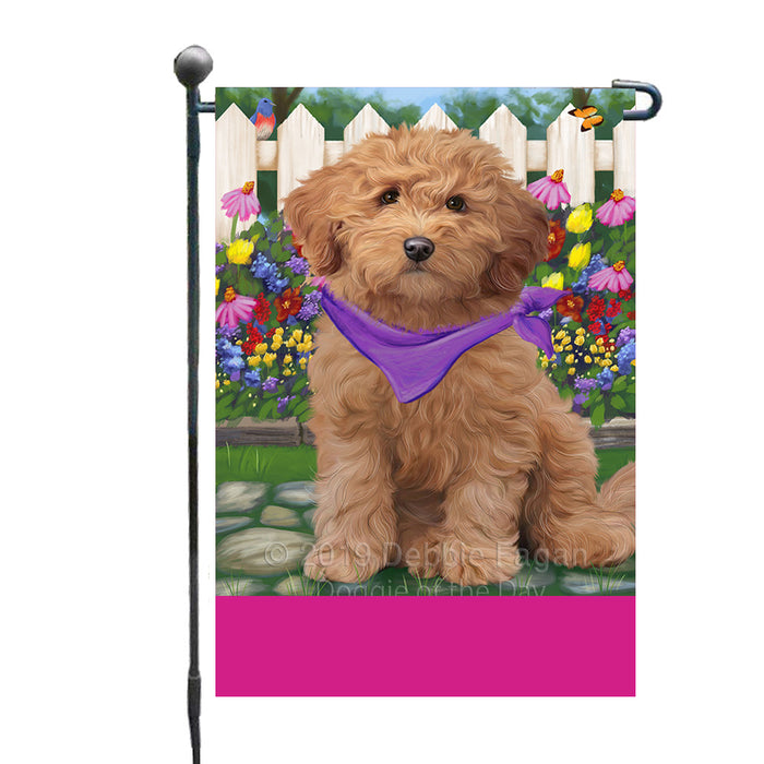 Personalized Spring Floral Goldendoodle Dog Custom Garden Flags GFLG-DOTD-A62869