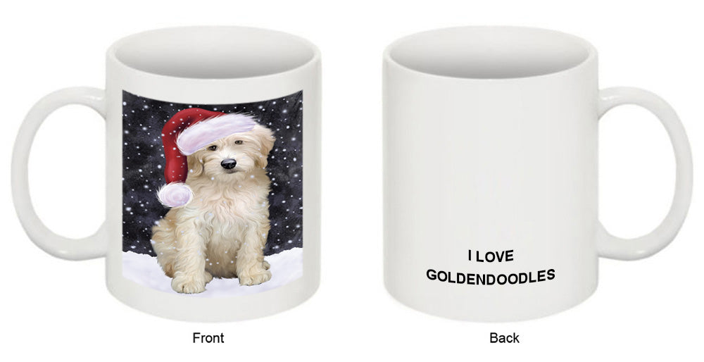 Let it Snow Christmas Holiday Goldendoodle Dog Wearing Santa Hat Coffee Mug MUG49692