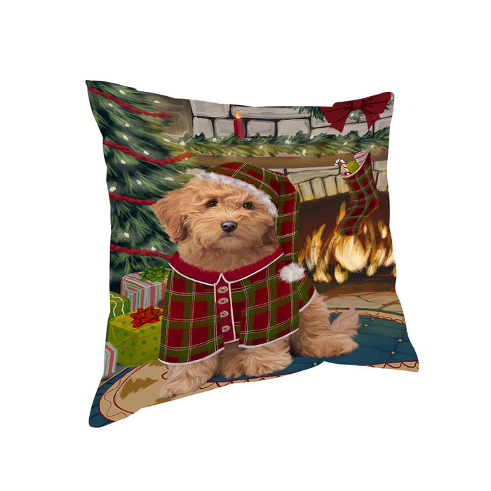 The Stocking was Hung Goldendoodle Dog Pillow PIL70192