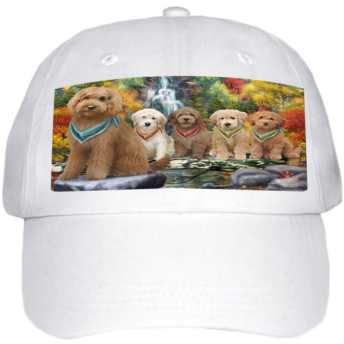 Scenic Waterfall Goldendoodles Dog Ball Hat Cap HAT59403