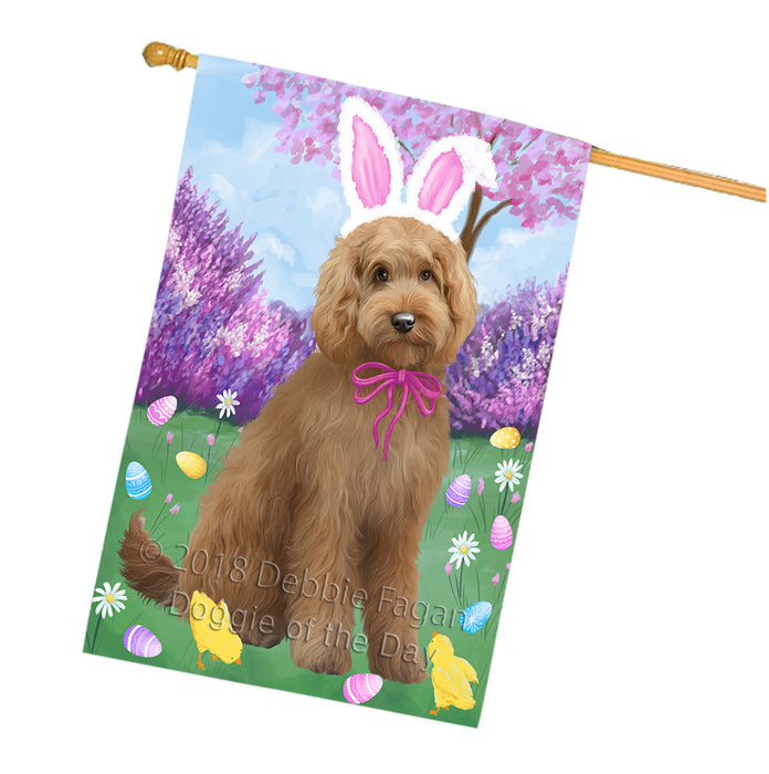 Easter Holiday Goldendoodle Dog House Flag FLG57605