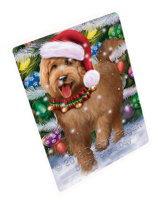 Trotting in the Snow Goldendoodle Dog Large Refrigerator / Dishwasher Magnet RMAG89136