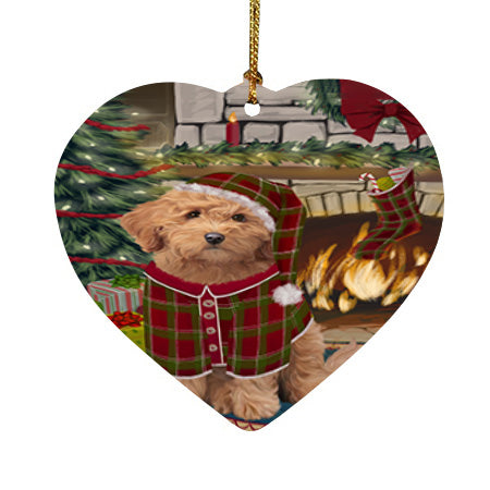 The Stocking was Hung Goldendoodle Dog Heart Christmas Ornament HPOR55672