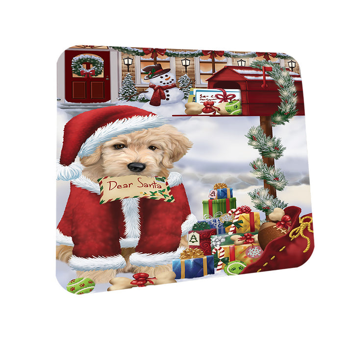 Goldendoodle Dog Dear Santa Letter Christmas Holiday Mailbox Coasters Set of 4 CST53495