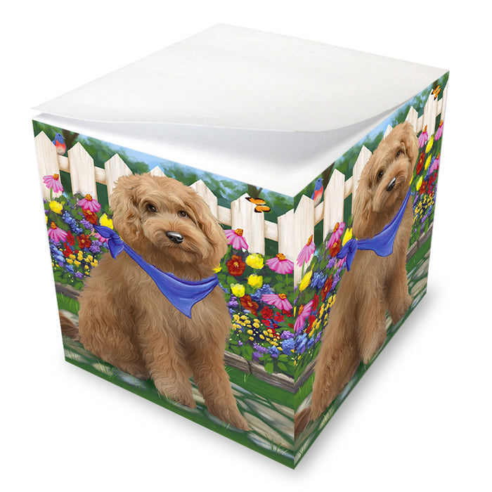 Spring Floral Goldendoodle Dog Note Cube NOC52203