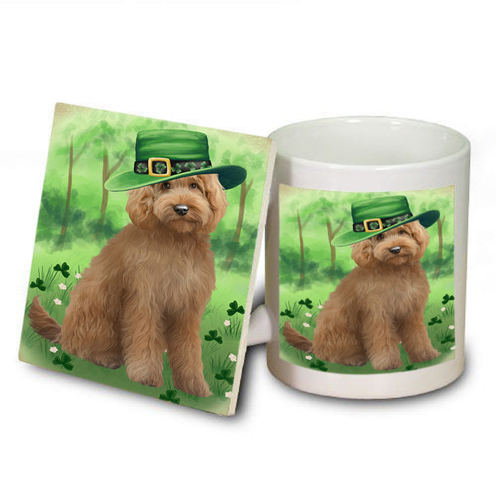 St. Patricks Day Irish Portrait Goldendoodle Dog Mug and Coaster Set MUC56995