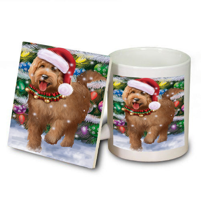 Trotting in the Snow Goldendoodle Dog Mug and Coaster Set MUC54573