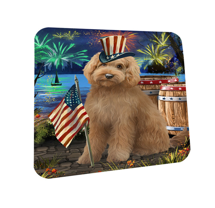 4th of July Independence Day Firework Goldendoodle Dog Coasters Set of 4 CST54005