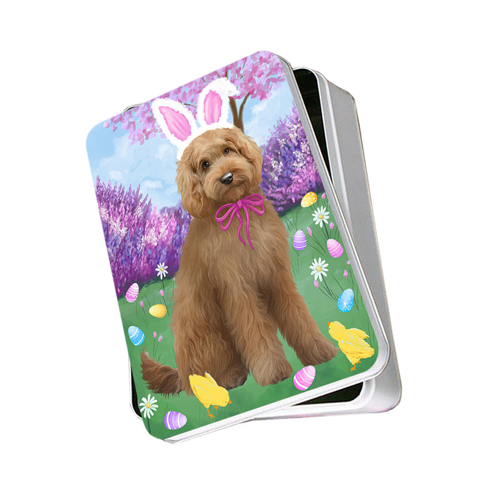 Easter Holiday Goldendoodle Dog Photo Storage Tin PITN56842