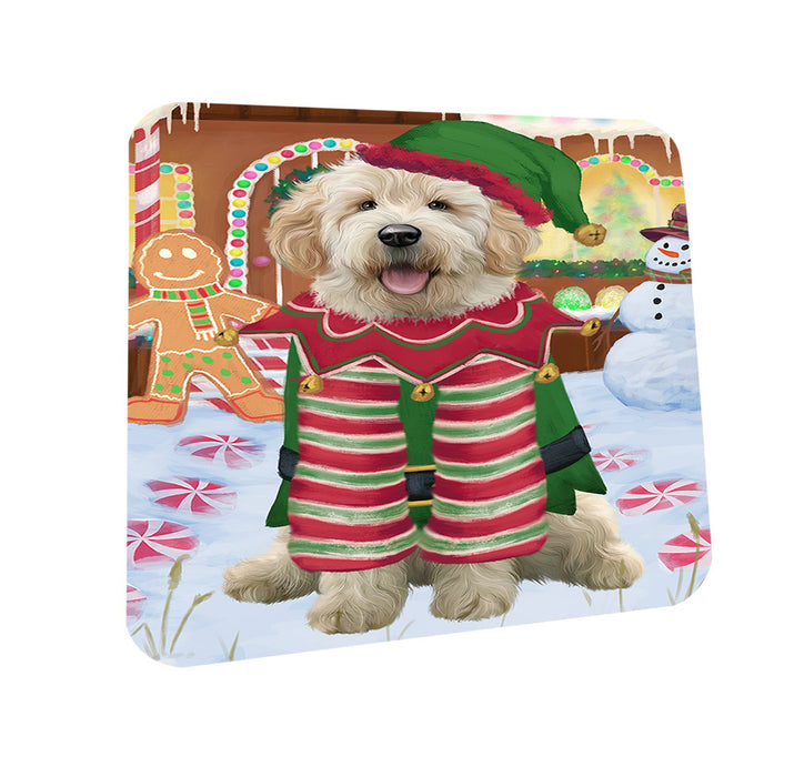Christmas Gingerbread House Candyfest Goldendoodle Dog Coasters Set of 4 CST56300