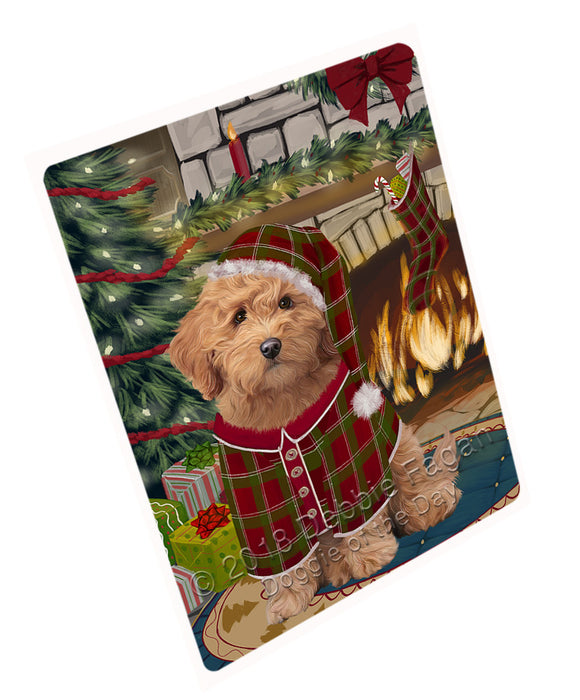 The Stocking was Hung Goldendoodle Dog Magnet MAG71085 (Small 5.5" x 4.25")