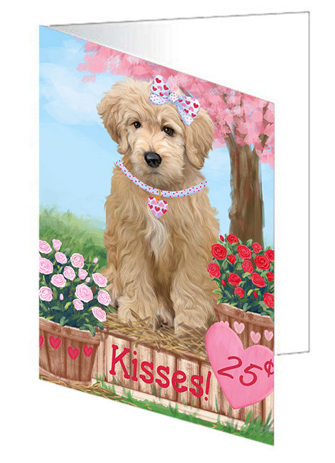 Rosie 25 Cent Kisses Goldendoodle Dog Handmade Artwork Assorted Pets Greeting Cards and Note Cards with Envelopes for All Occasions and Holiday Seasons GCD72134