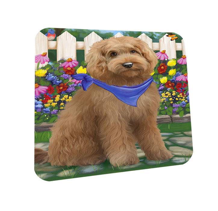 Spring Floral Goldendoodle Dog Coasters Set of 4 CST52214