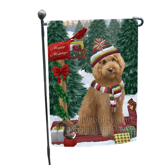 Merry Christmas Woodland Sled Goldendoodle Dog Garden Flag GFLG55228