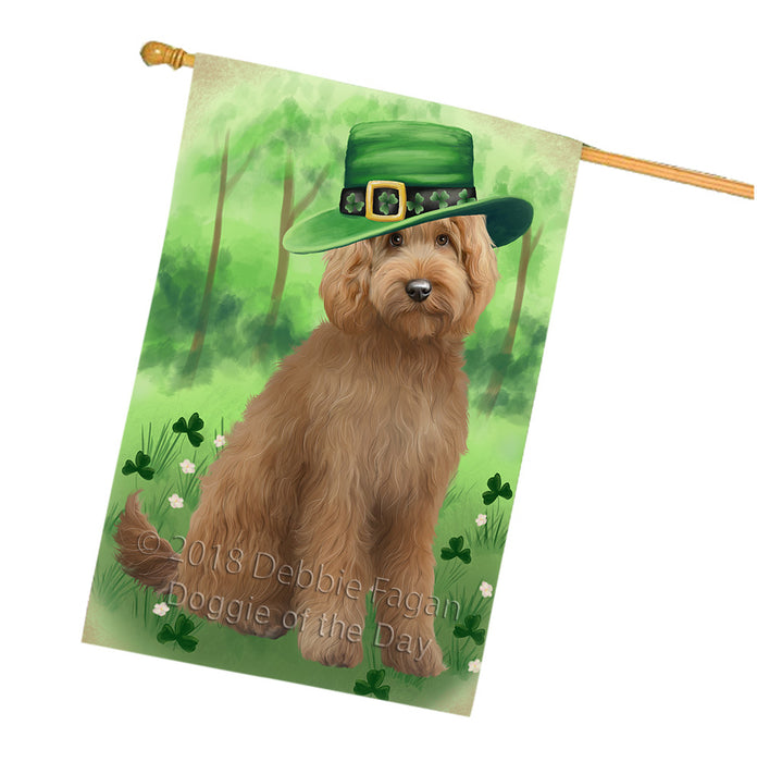St. Patricks Day Irish Portrait Goldendoodle Dog House Flag FLG65027