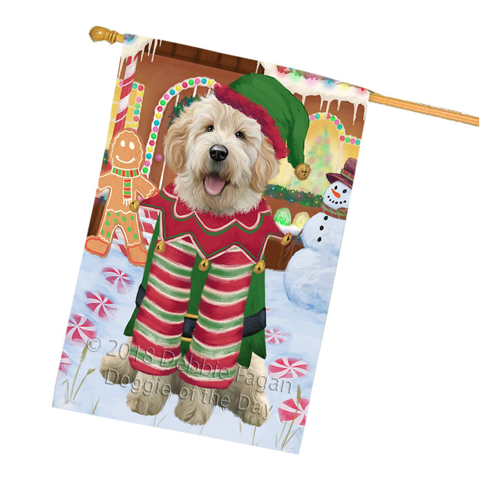 Christmas Gingerbread House Candyfest Goldendoodle Dog House Flag FLG57026