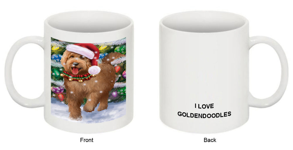 Trotting in the Snow Goldendoodle Dog Coffee Mug MUG49979