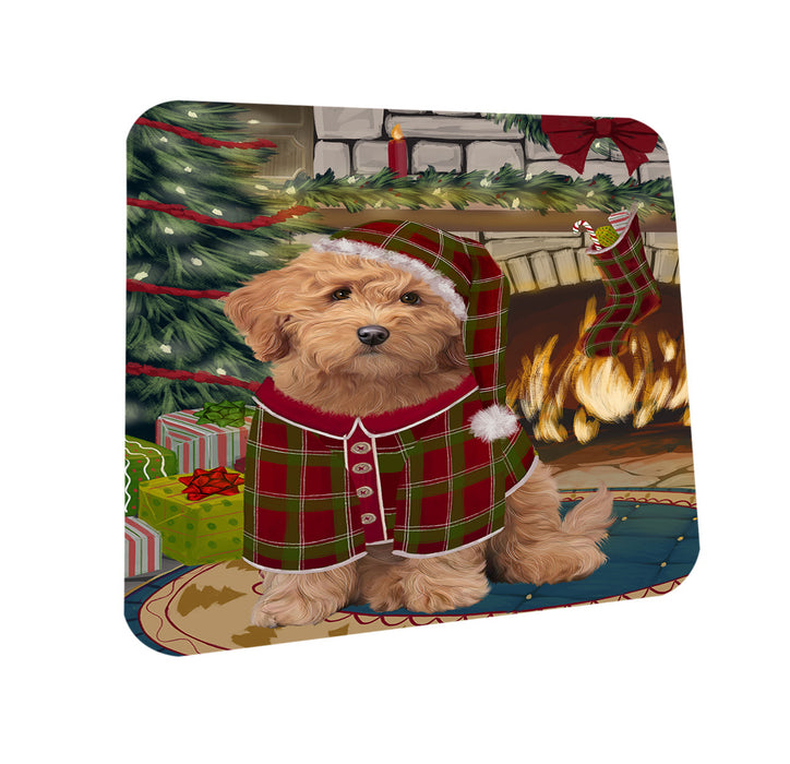 The Stocking was Hung Goldendoodle Dog Coasters Set of 4 CST55274