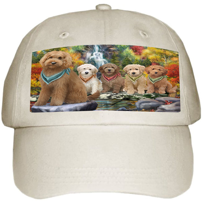 Scenic Waterfall Goldendoodles Dog Ball Hat Cap HAT59403