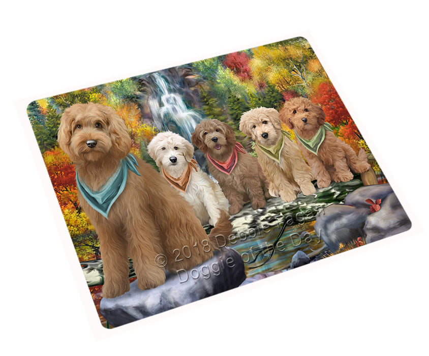 Scenic Waterfall Goldendoodles Dog Magnet Mini (3.5" x 2") MAG59919