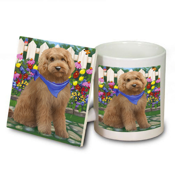 Spring Floral Goldendoodle Dog Mug and Coaster Set MUC52195