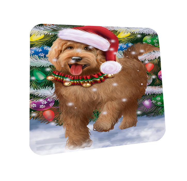 Trotting in the Snow Goldendoodle Dog Coasters Set of 4 CST54539