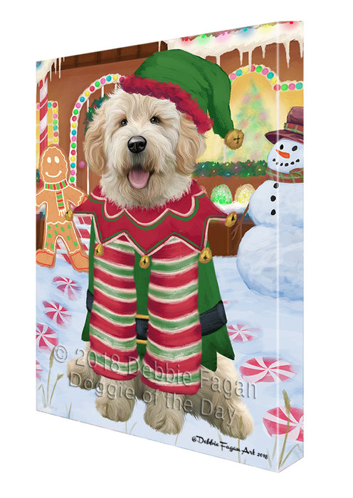 Christmas Gingerbread House Candyfest Goldendoodle Dog Canvas Print Wall Art Décor CVS129302