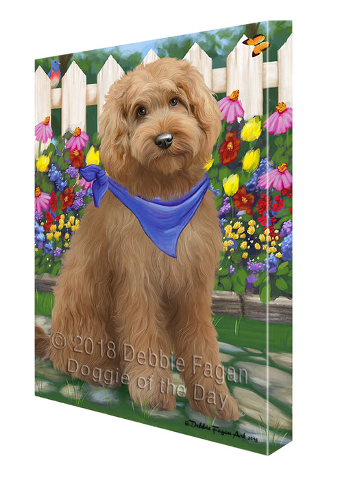 Spring Floral Goldendoodle Dog Canvas Print Wall Art Décor CVS87092