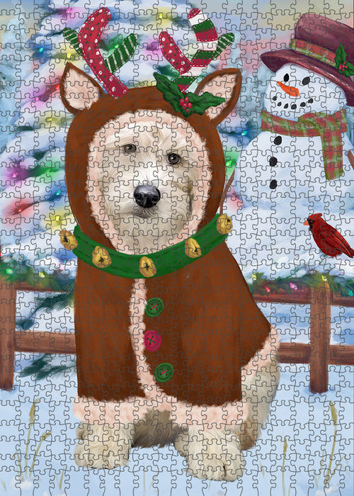 Christmas Gingerbread House Candyfest Goldendoodle Dog Puzzle with Photo Tin PUZL93572
