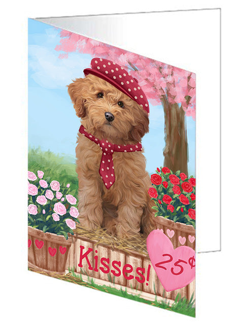 Rosie 25 Cent Kisses Goldendoodle Dog Handmade Artwork Assorted Pets Greeting Cards and Note Cards with Envelopes for All Occasions and Holiday Seasons GCD72137