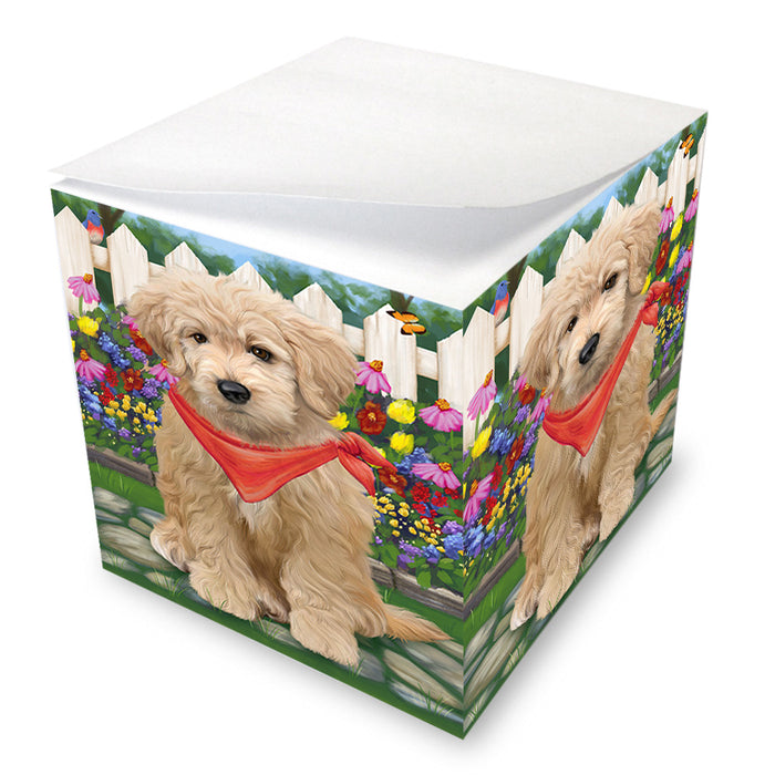 Spring Floral Goldendoodle Dog Note Cube NOC52204