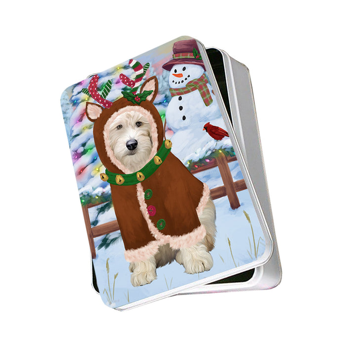 Christmas Gingerbread House Candyfest Goldendoodle Dog Photo Storage Tin PITN56286