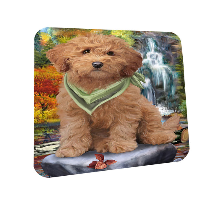 Scenic Waterfall Goldendoodle Dog Coasters Set of 4 CST51850