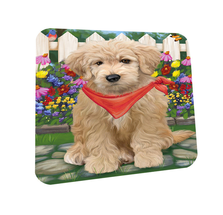 Spring Floral Goldendoodle Dog Coasters Set of 4 CST52215