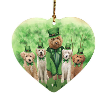 St. Patricks Day Irish Portrait Goldendoodle Dogs Heart Christmas Ornament HPOR57944