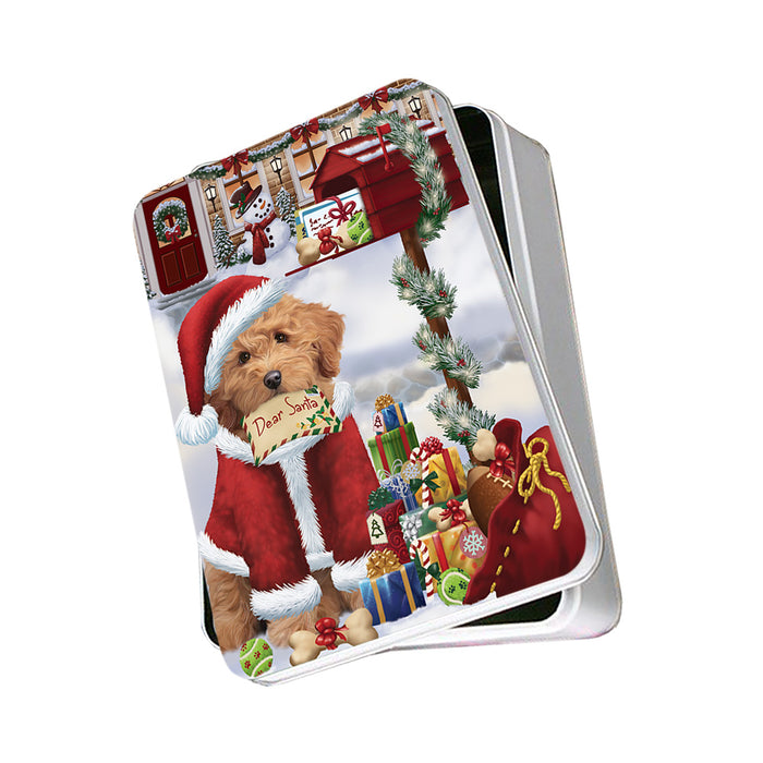 Goldendoodle Dog Dear Santa Letter Christmas Holiday Mailbox Photo Storage Tin PITN53538