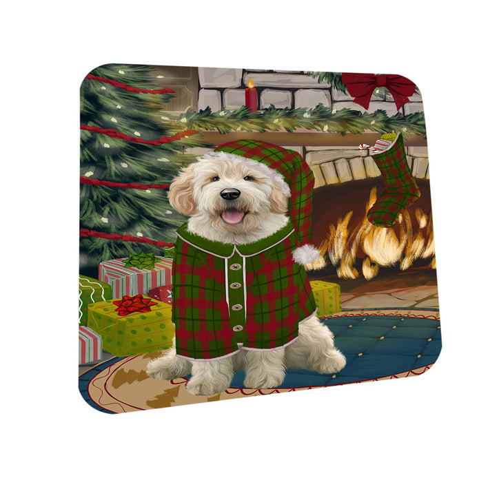 The Stocking was Hung Goldendoodle Dog Coasters Set of 4 CST55275
