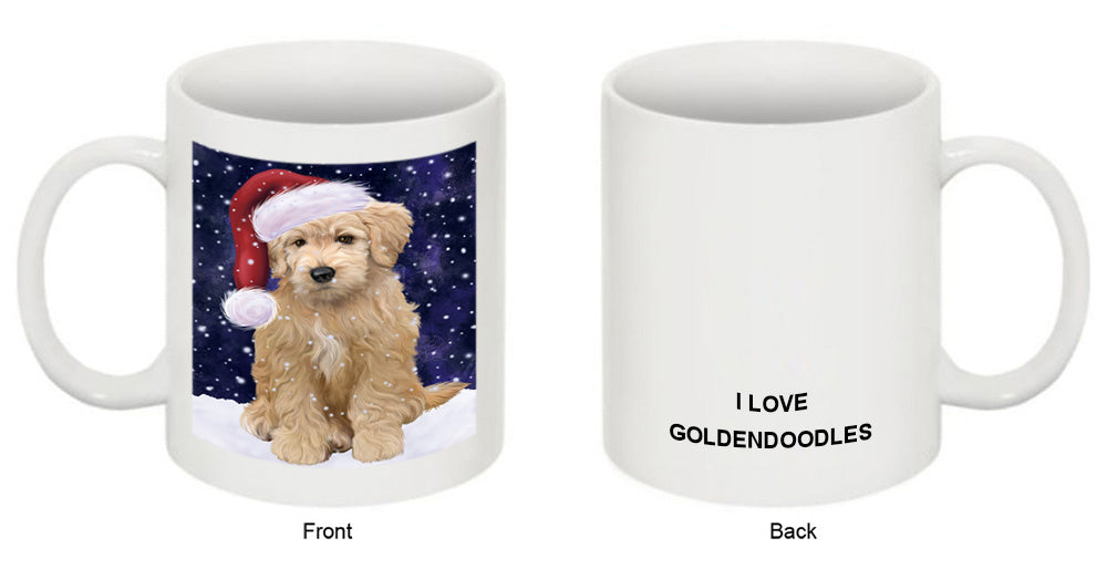 Let it Snow Christmas Holiday Goldendoodle Dog Wearing Santa Hat Coffee Mug MUG49693