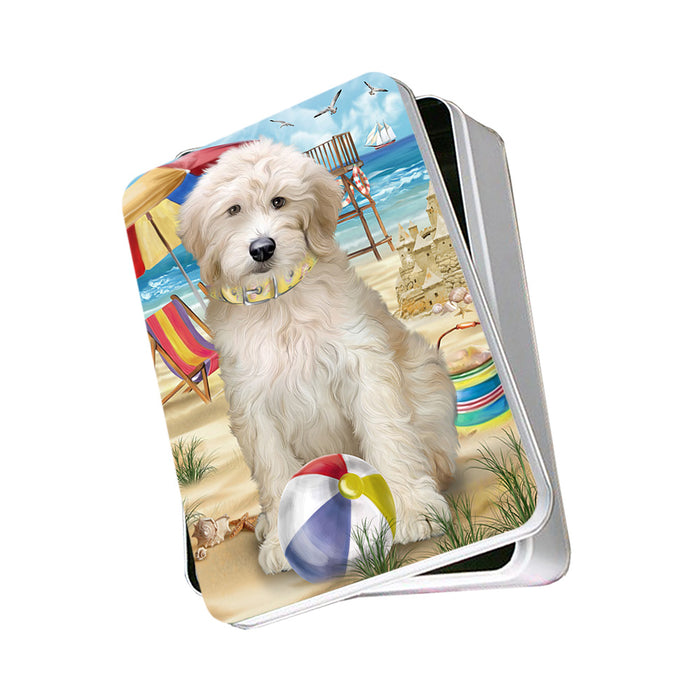 Pet Friendly Beach Goldendoodle Dog Photo Storage Tin PITN51563