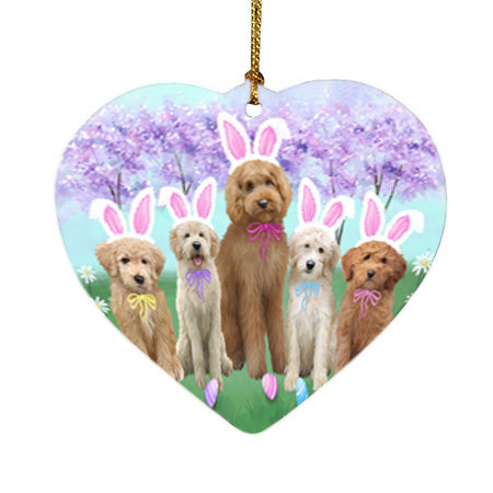 Easter Holiday Goldendoodles Dog Heart Christmas Ornament HPOR57301