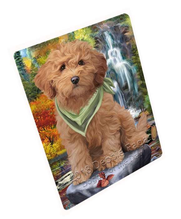 Scenic Waterfall Goldendoodle Dog Large Refrigerator / Dishwasher Magnet RMAG71844