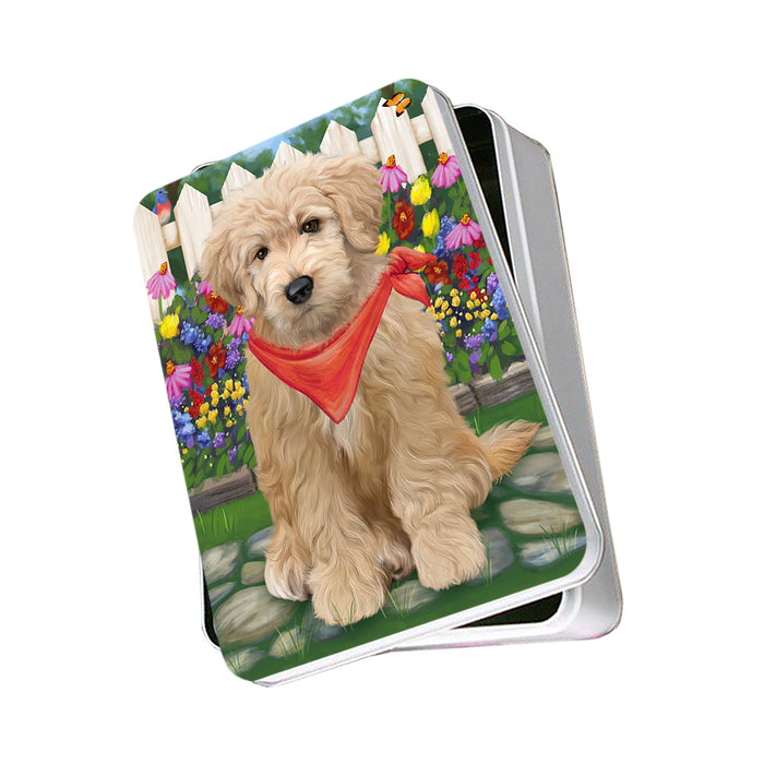 Spring Floral Goldendoodle Dog Photo Storage Tin PITN52256